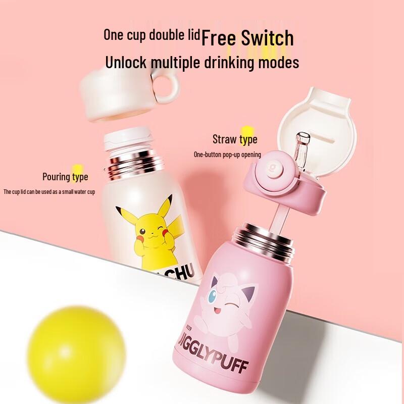 GEMEI Pokemon Jigglypuff 316 Stainless Steel Kids Insulated Water Bottle