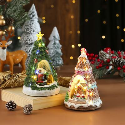 Resin Music Rotating Little Train, Music Box, Music Box, Night Light, Christmas Decoration, Gift and Decorative Item