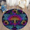 Bohemian Dragonfly Round Carpet Soft Floor Mat For Living Room Sofa Chair Children's Room Non-slip Area Rug Home Decor Doormat