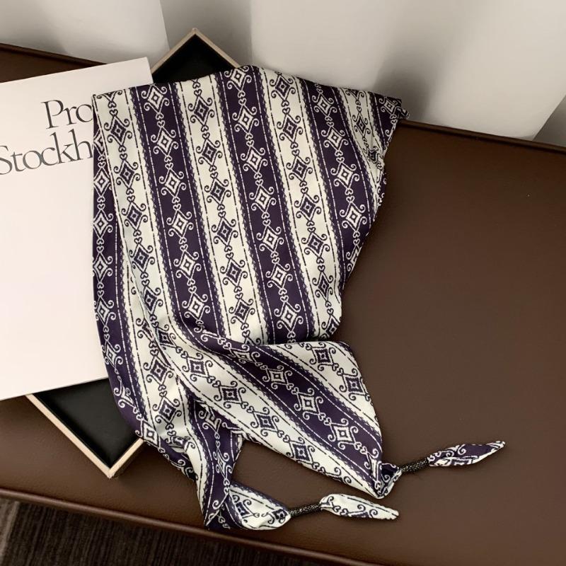 Silk scarf new fashion wheat ear cashew flower silk scarf head scarf beaded small scarf scarf triangular scarf waist tie