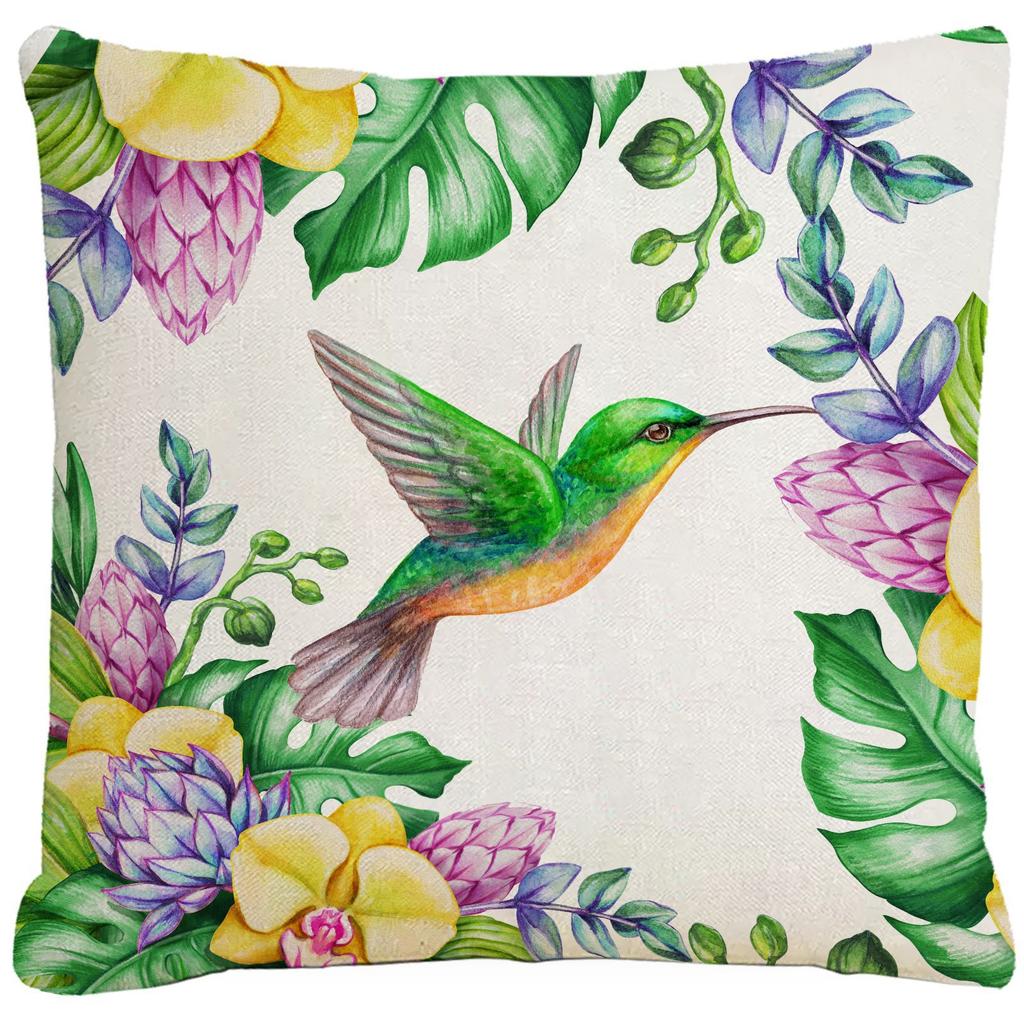 New Flower and Bird Pillow Case Green Leaf Cushion Cover Living Room Home Decoration Pillow