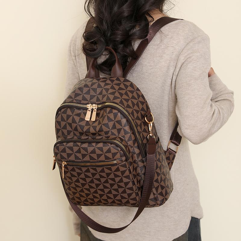 Damen Lederrucksack Bedruckter Moderucksack Weiblicher Reiserucksack