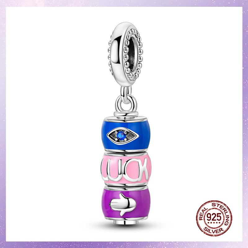 Purple Charms Copper Fit Original Pendant Bracelet Butterfly Glass Heart Feather Clip Charm Dangle Luminous Bead Diy Jewelry