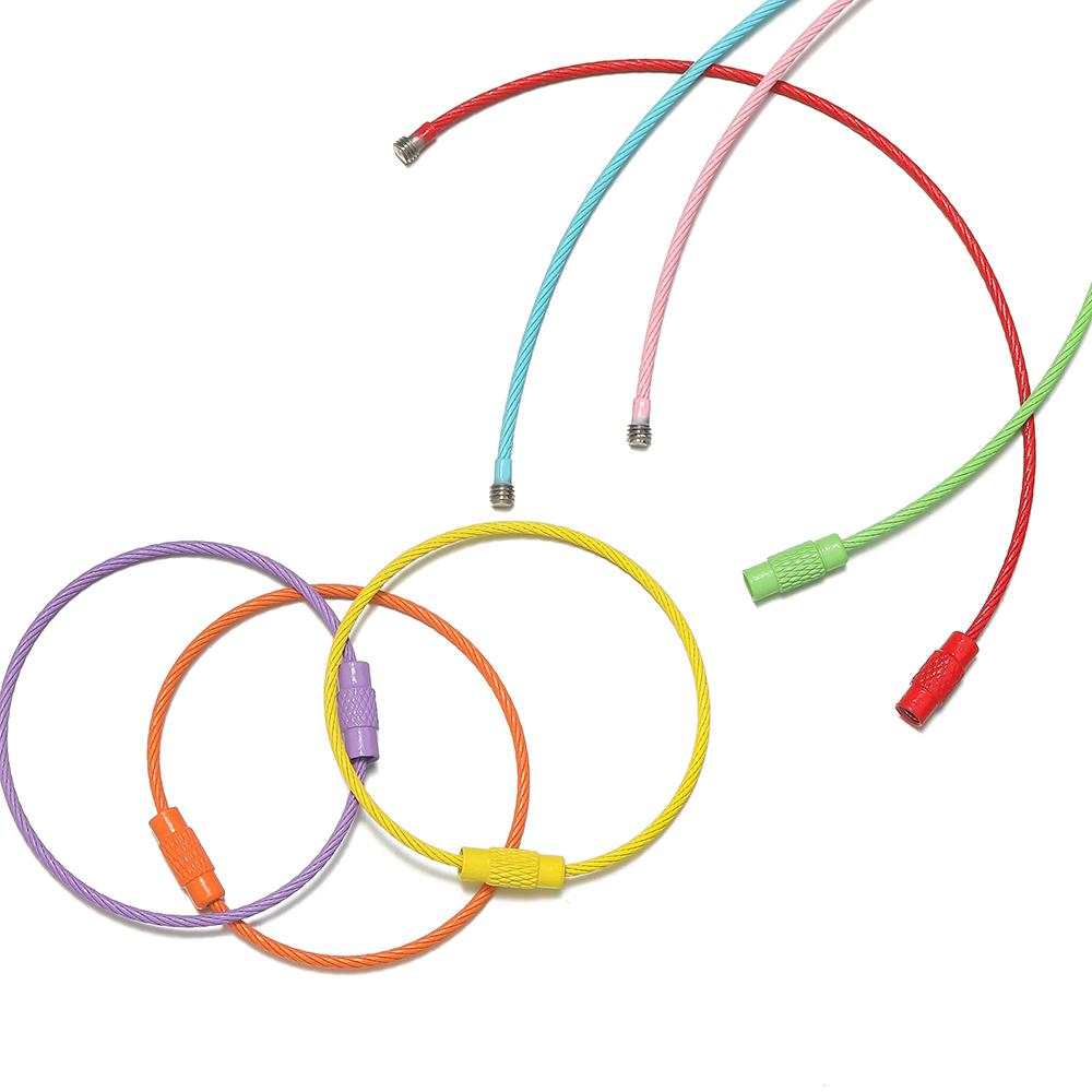 10pcs/Lot Colorful Iron Wire Keychain Cable Loop Screw Lock Rope Key Holder Keyring Key Chain Rings for Jewelry Making Supplies