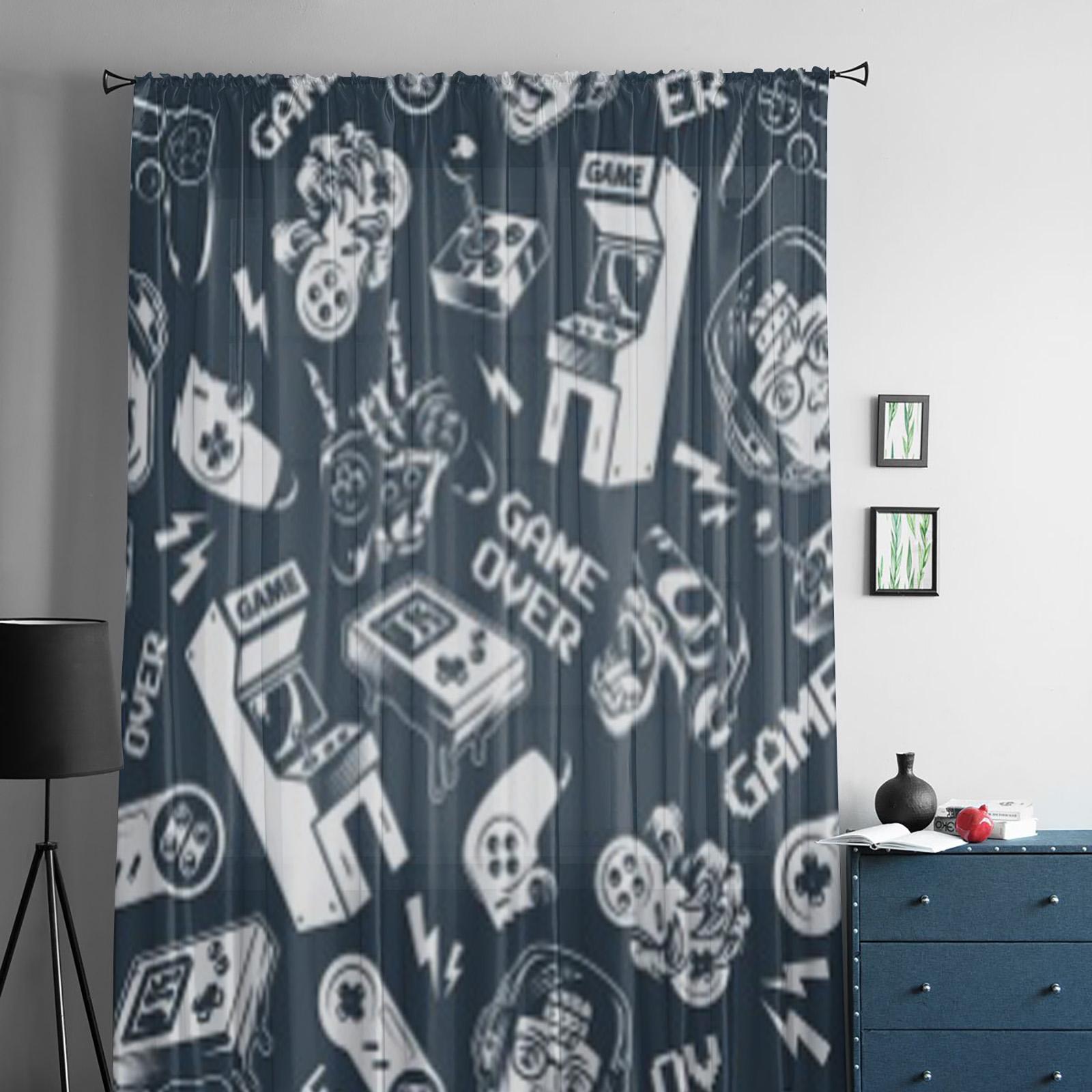 Винтажная монохромная видеоигра Электронные игры Прозрачные шторы для гостиной Тюлевая — фото 4
