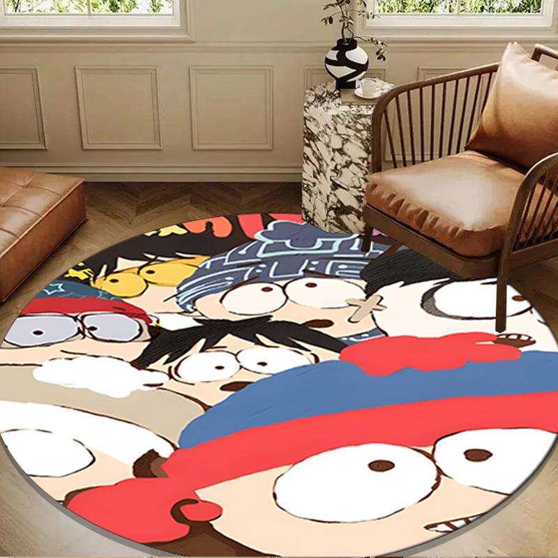 South Friends Adventure Round Rug for Livingroom,Bedroom, Palyroom, Chair Rug, Area rug, Circle Carpet, Large Size Fan Christmas gift