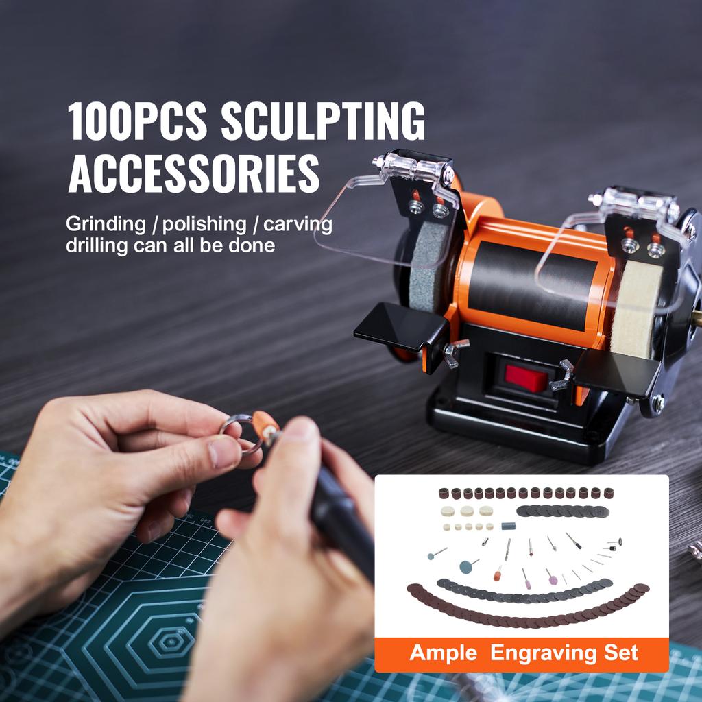 SucceBuy 3in Jewelry Polisher Buffer Brushless Adjustable Speed Mini Multi-purpose Bench Grinder Polishing Machine for Gemstones