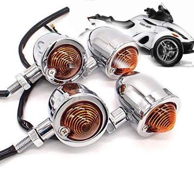 Karun Steed Monkey Bullet Turn Signals Set of 4 Billet Bullet Bike Custom (Silver)
