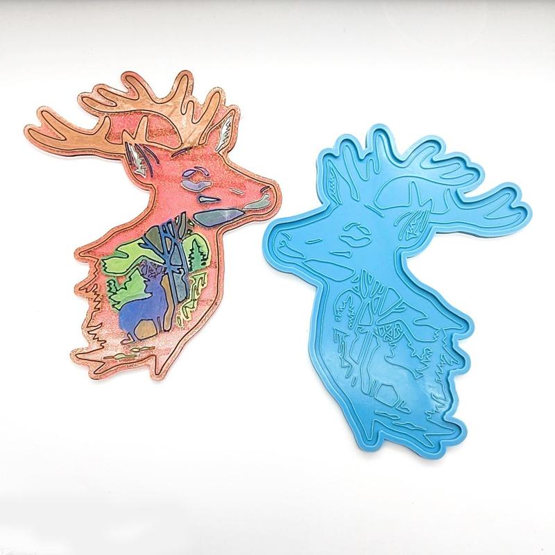 Wall Decor Resin Molds Large Forest Animal Silicone Mold for Epoxy Resin Casting DIY Craft Home Office Table Decoration