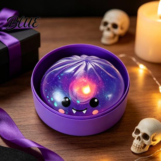Fun Desk Toys Halloween Glitter Dumpling Squeeze Toy  Spooky Ghost Pumpkin with Steamer  Cute Anxiety Relief Gifts Slow Rising Bun Fidget Toy