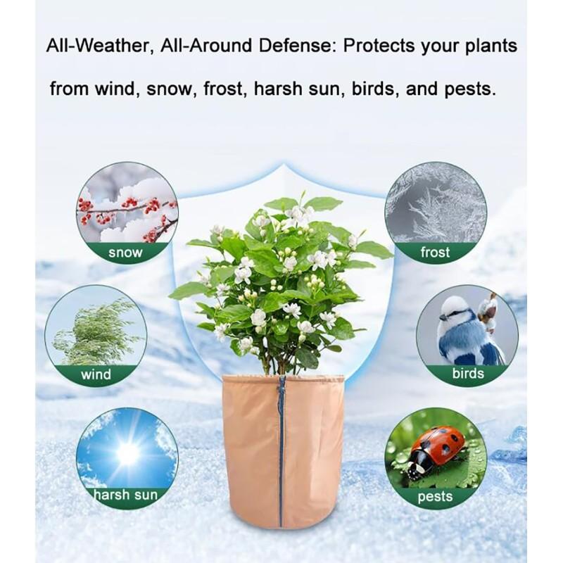 Drawstring Frost Wind Proof Protection Cover-Insulation For Potted Plants& Fruit Trees Eco-Friendly Plant Insulation Cover