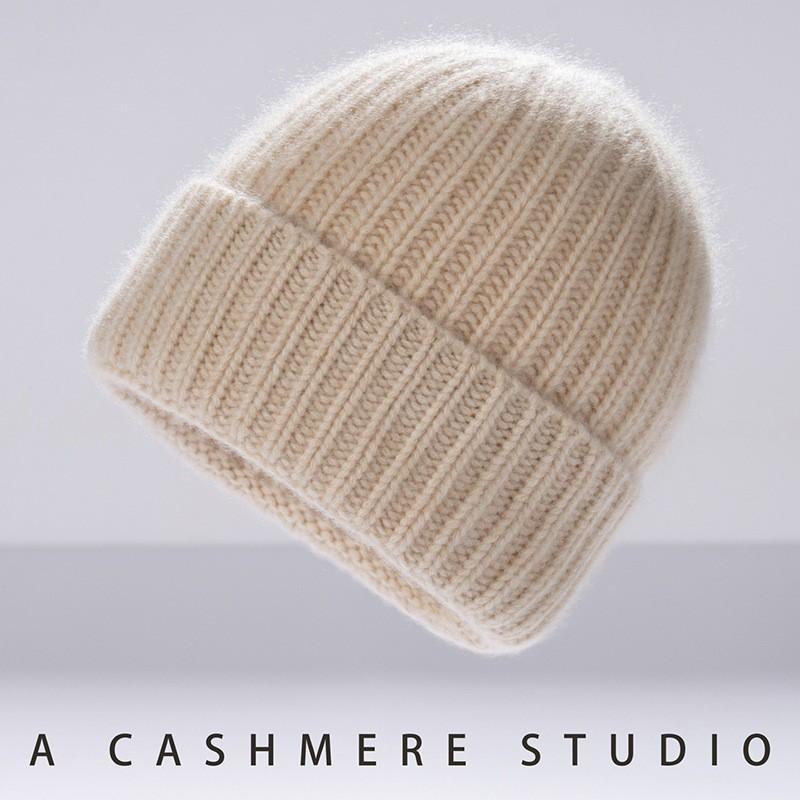 100% Cashmere Beanie Men Women Warm Winter Hat Heads Ear Protection Knit Cap