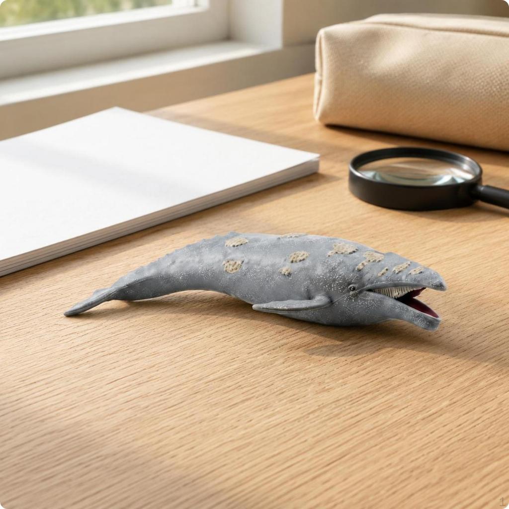 Gray Marine Mammal Figurine Realistic Life Statue for Kids, Collection, Desk
