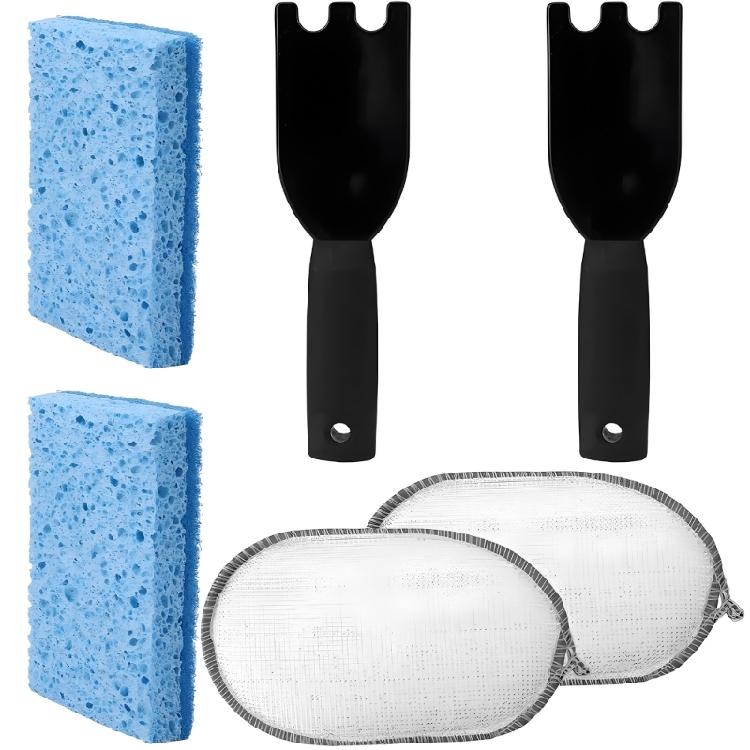 

Heavy Duty Rustless Steel Scraper And Absorbent Sponge Set For Quick Cookware Cleaning Grill Scouring Efficient Tool 1
