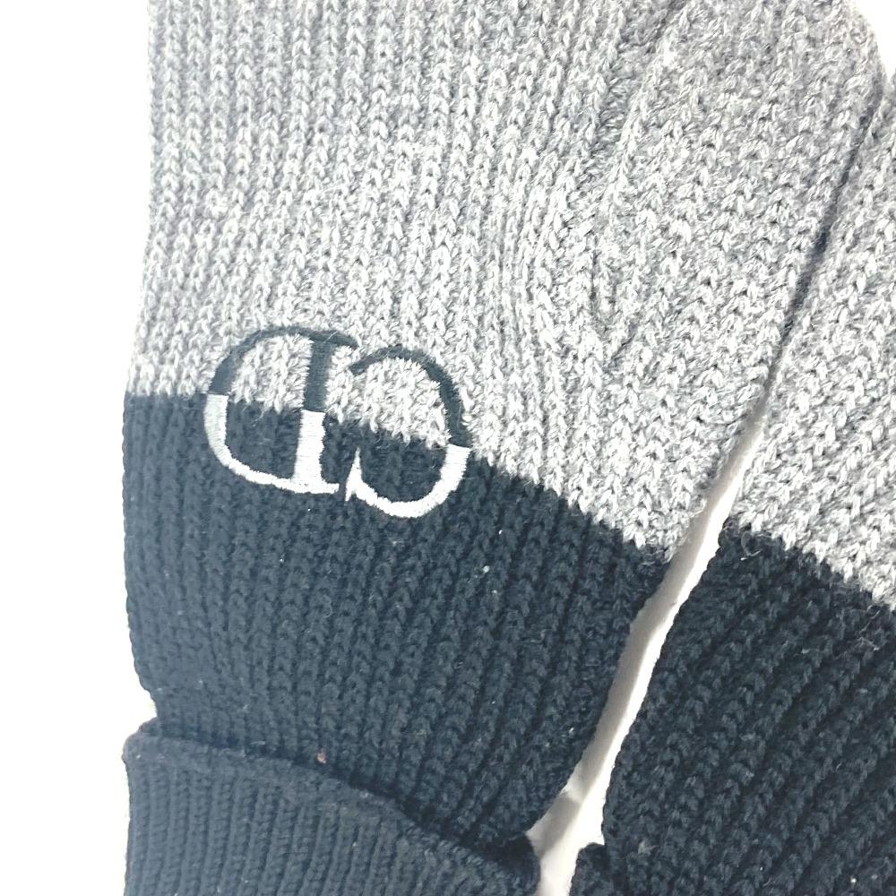 Dior 213MG01AT481 Bicolor CD Logo Gloves Accessories Gloves Wool gray/Black