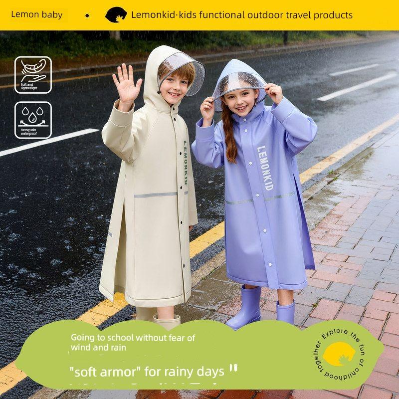 Children's Raincoat for Elementary School Students, with a Backpack Compartment, Suitable for Boys and Girls, Full-Body Split Rain Poncho for Older