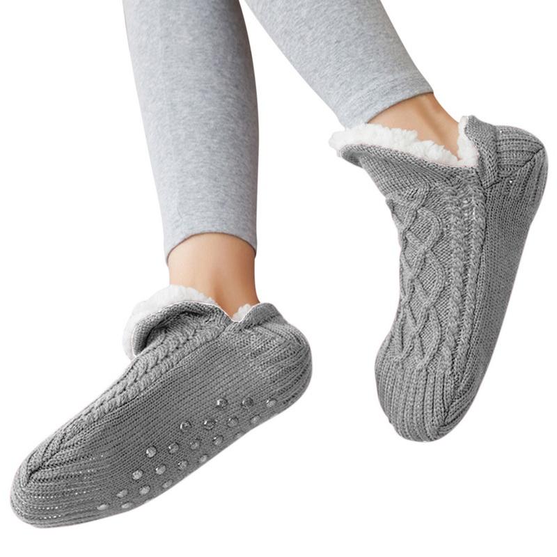 Indoor Winter Floor Socks Women Men Slippers Socks Home Bedroom Sleeping Socks Non-Slip Knitted Fleece Warm Carpet Couple Socks