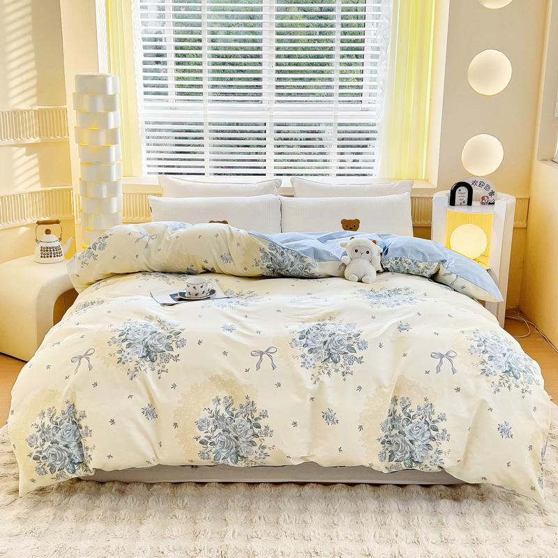100% Cotton 3 Piece Duvet Cover Set with 2 Pillowcases for Single Double Queen King Size Bedding