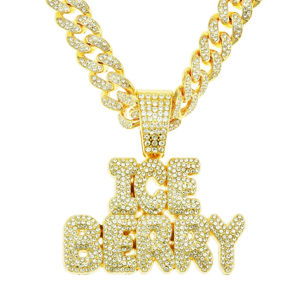 

Европейский и американский хип-хоп хип-хоп уличный танец сращивание полный бриллиантовый кулон с буквой, широкая кубинская цепь мужское доминирующее ожерелье