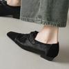 Fashion 2025 New Spring Women Loafers Square Toe Chunky Heel Shoes Genuine Leather Shoes for Women Slip-on Women Pumps Horsehair Shoes