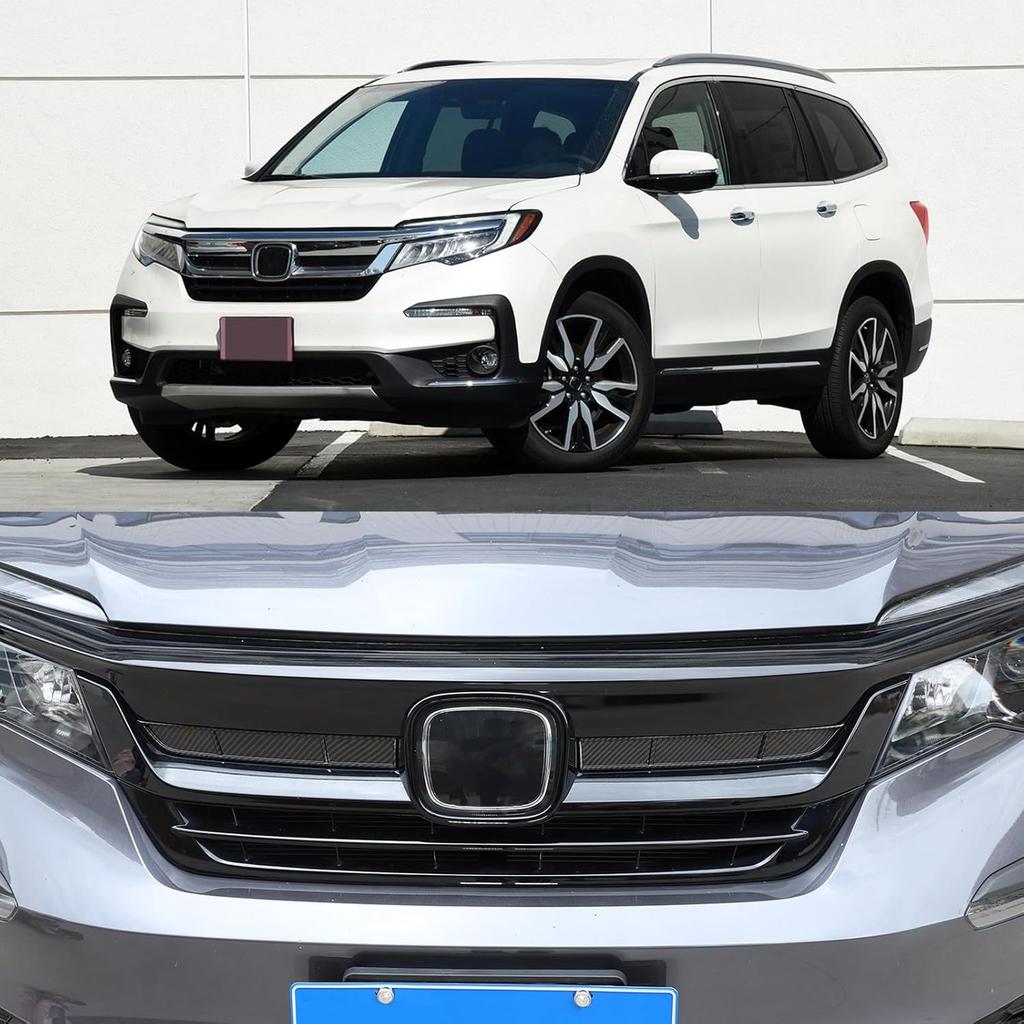 Emblem Front Grille Decals Front Center Grill Grille Cover Trim Fit for Honda Pilot 2015-2022 Front Grille Decorative Strip Car Logo Sticker 2PCS