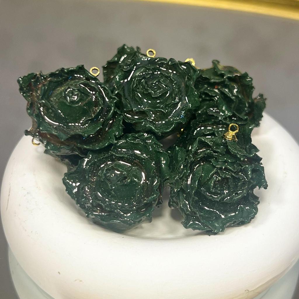 Rose-Dyed Epoxy Resin Flower Heads for DIY Earrings & Bracelets, Real Dried Semi-Finished Ornaments