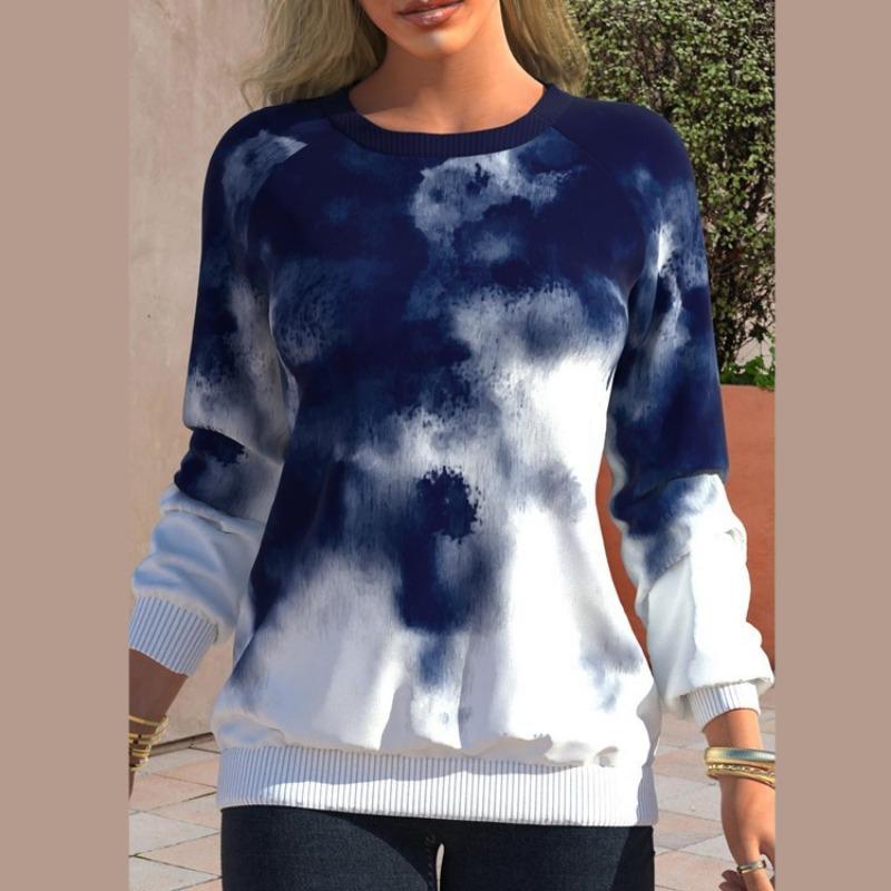 Modisches, lässiges T-Shirt und Oberteil mit langen Ärmeln und O-Ausschnitt für Damen