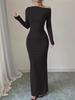 Off-Shoulder Maxi Dress with Asymmetric Neckline and Floral Print, Available In Multiple Colors