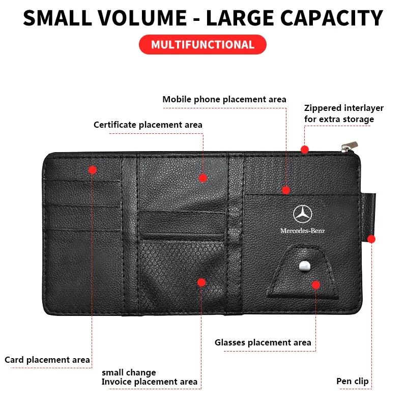 BUB1 Hot CLS w205 1pcs Sun Visor Point Type Multi-function Storage Bag For Mercedes Benz W211 W203 W204 W210 W124 AMG W202 CLA W212 W
