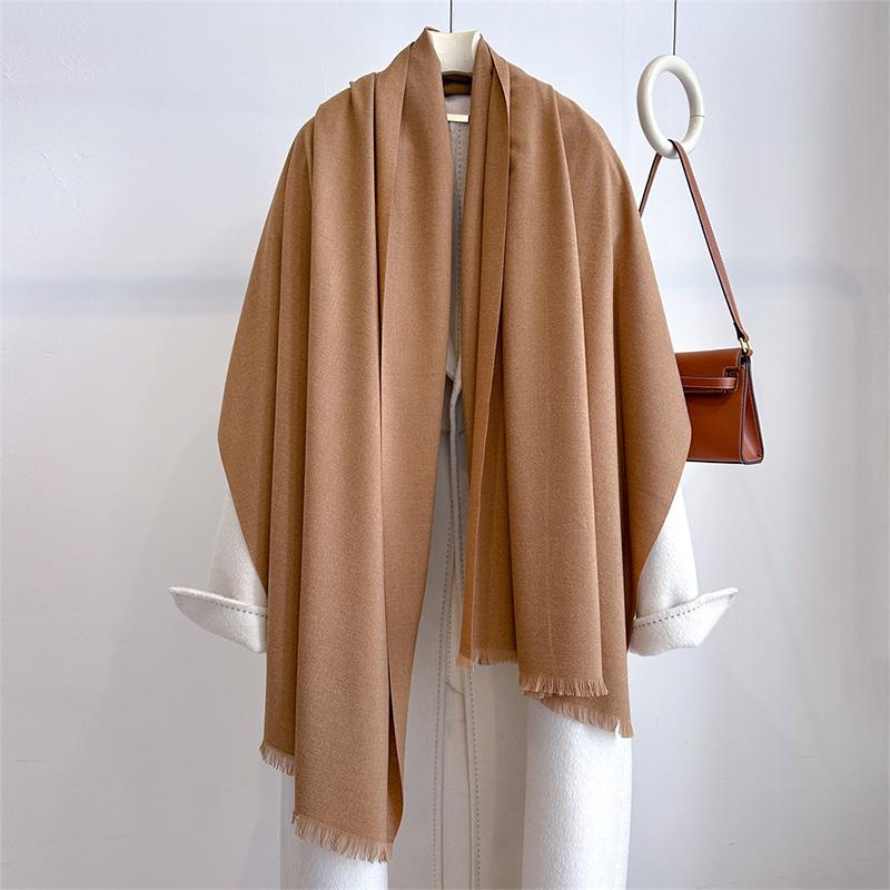Luxury Winter Cashmere Scarf Women Solid Handkerchief Warm Pashmina Female Shawl Tassel Wrap Soft Pareo Bufanda Scarves Stole