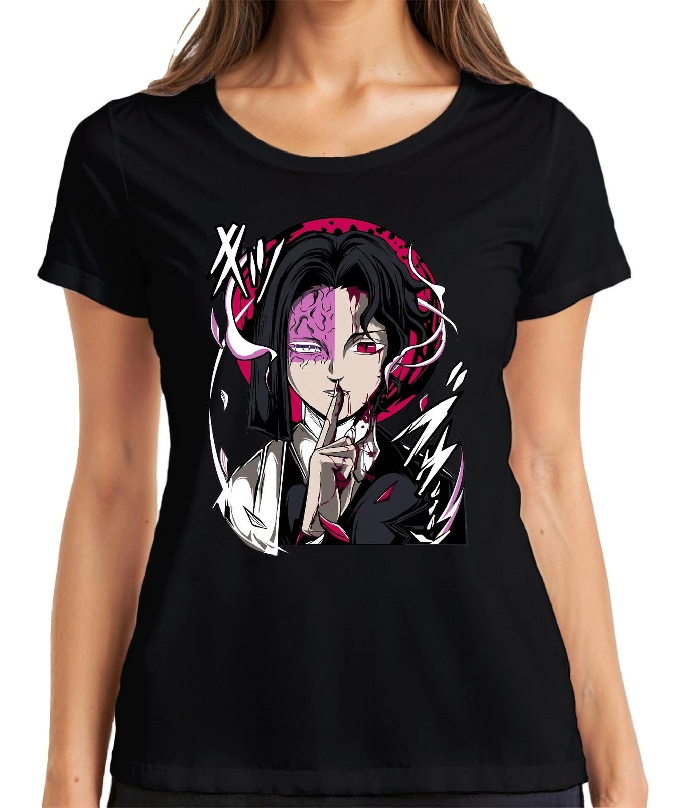 Anime Dämon Halbgesicht Blut Rotes Auge Psst Gothic Halloween Damen T-Shirt M
