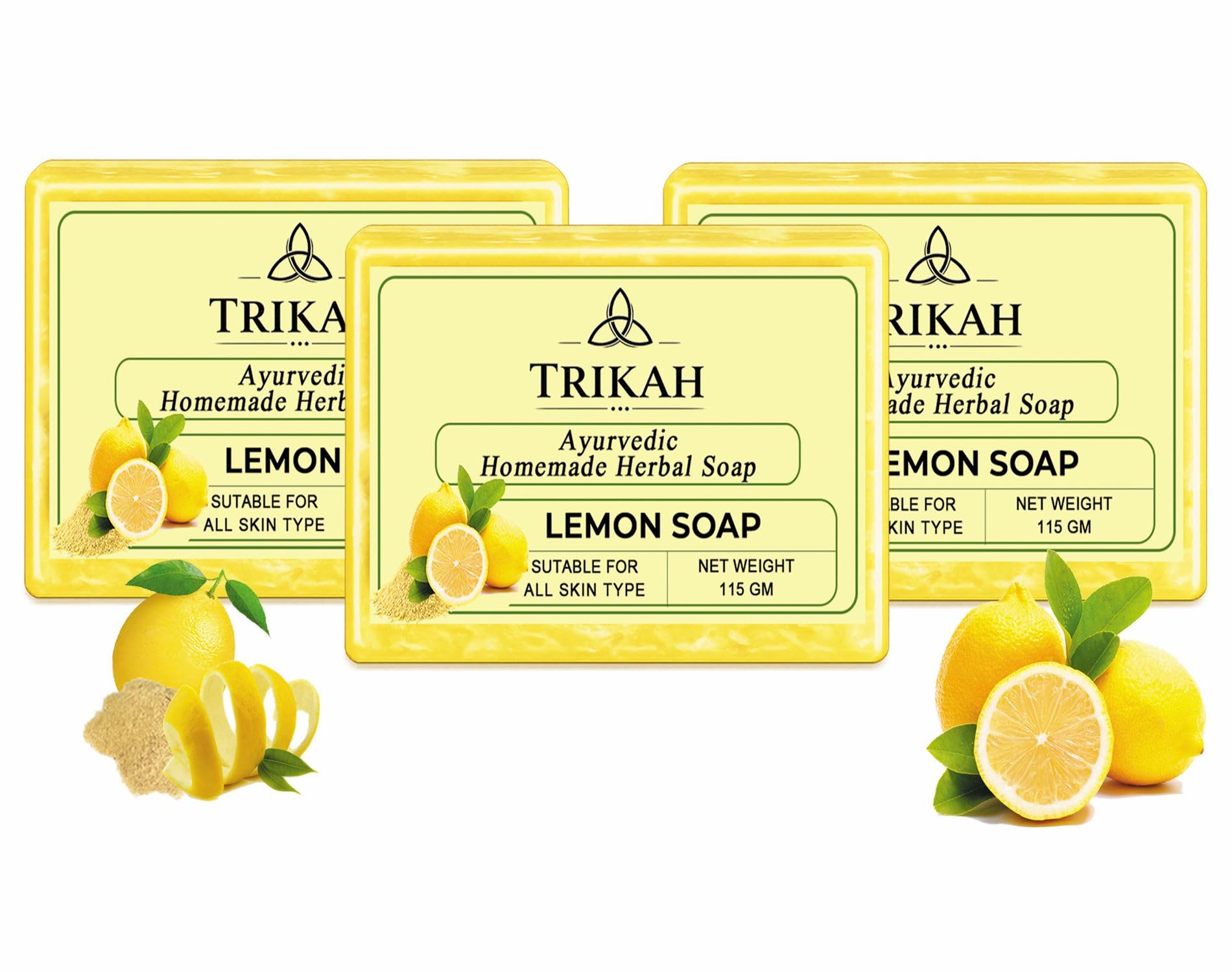 

TRIKAH Handmade Bathing Soap Bar Pack of 3 | 115 g Each | Paraben-Free Natural Soap for Glowing Skin | Gentle Daily Cleansing Body Soap for Men & W