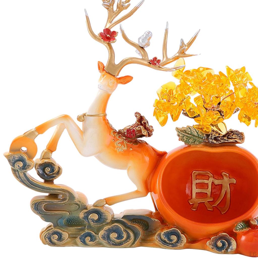 Decorative Deer Figurine Tabletop Ornament Key Storage Rack Crafts Elk Resin Statue for