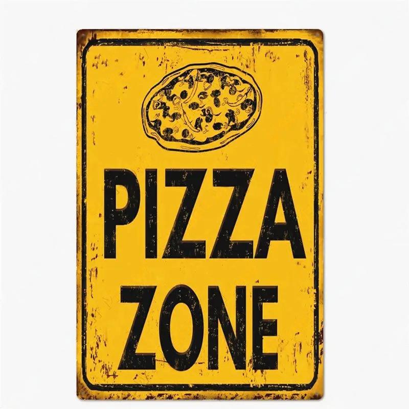 Great Food Vintage Metal Signs Pizza Zone Plaque Pub Bar Home Decoration Best Homemade Posters Italian Pizza Wall Art Plate