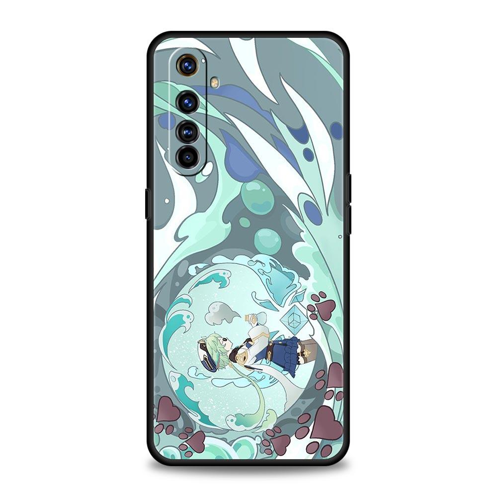 For Realme 10 9 8 5G 7 6 GT2 Pro Plus 9i 8i C21 C11 C25 C35 Genshin Impact Cartoon Logo Phone Case For Realme GT Neo 2 3T Cover