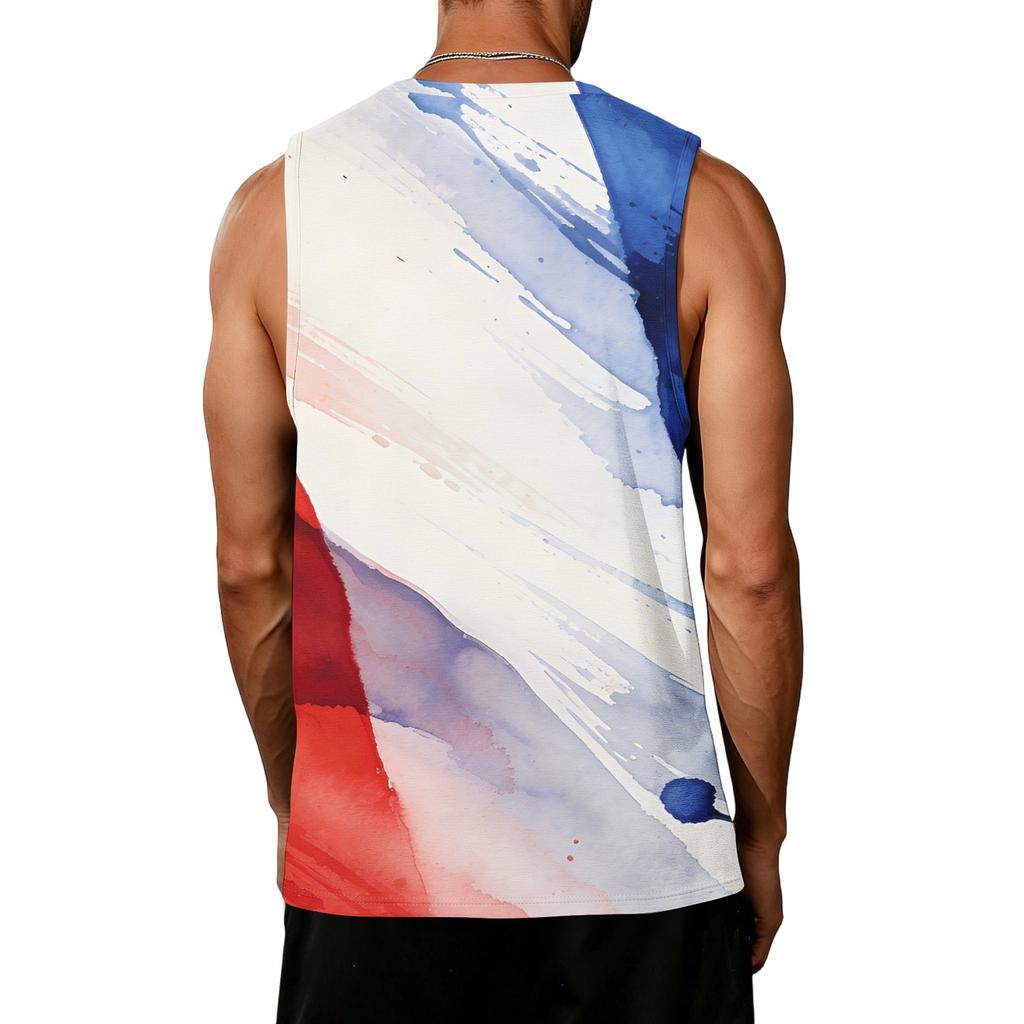 Ärmelloses Herren-Tanktop mit Print, atmungsaktive Sportweste, lockere Passform, Sommer-Sportshirt für Outdoor-Aktivitäten