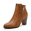 Fashion Short Boots Women's Autumn Winter Retro Thick Heel High-heeled Side Zipper Boots Large Size Simple Comfortable Women's Shoes
