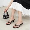 Women's Heels Flip Flops Square Toe Low Heels Comfortable Summer Sandals for Casual