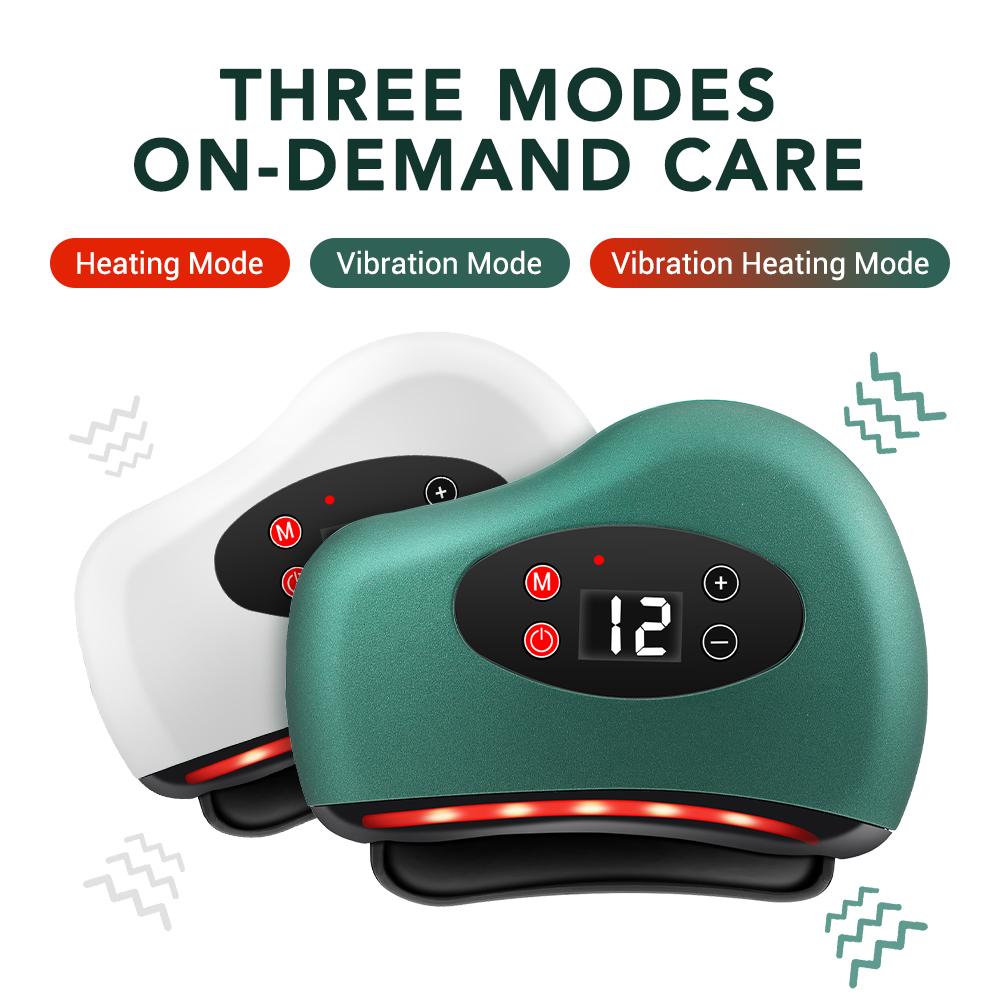 USB Elektrischer Guasha Massager Heiße Stein Heizung Vibration Schabebrett Nacken Rücken Massage Gesichtshaut Gua Sha Gesichts Lifting Werkzeuge