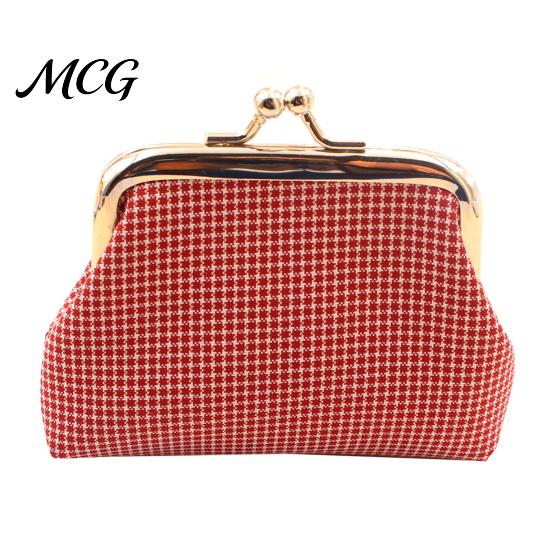 Travel Coin Holder Retro Plaid Purse, Cotton Fabric Small Change Mini Purse Kiss Lock Pouch for Women Coins Cash Earrings Lipstick Storage