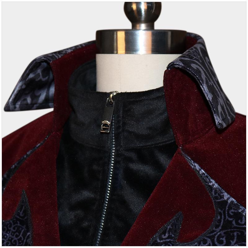Men's Medieval Retro Christmas Tuxedo Coat - Mid-Length Punk Style