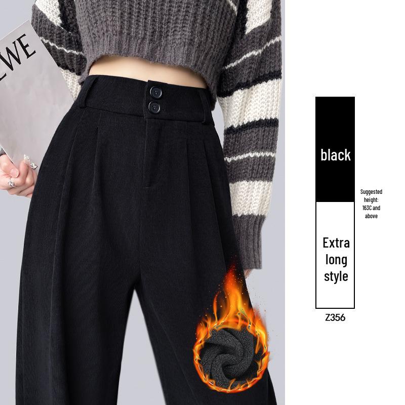 Women's High Waist Black Suit Pants - 2025 Summer Collection, Petite Wide Leg, Draped Straight Trousers