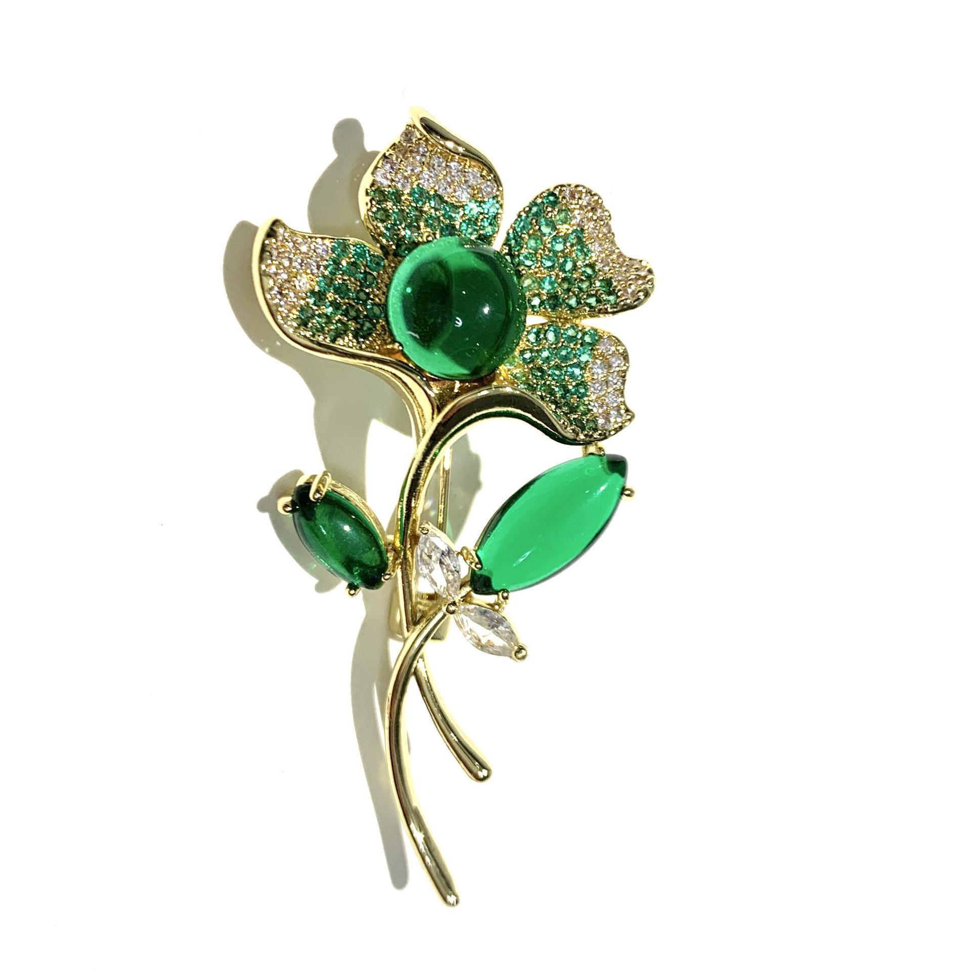 Bo Xin Yun Lotus Flower Brooch: Chinese Style Green Agate Corsage for Mother s Day