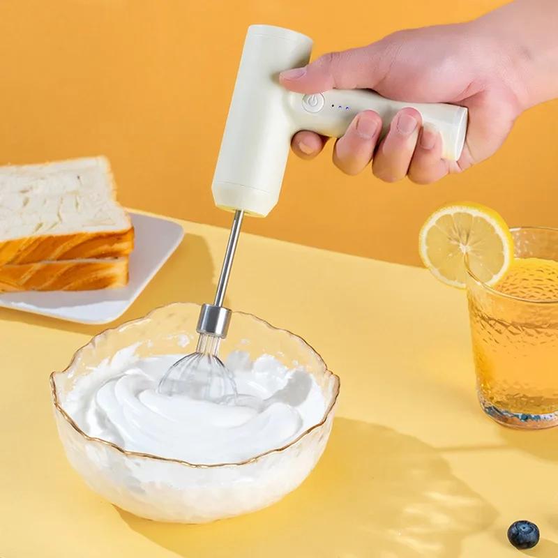 Electric Egg Beater Food Whisk Handheld Rechargeable 3 Speeds Egg Beater Baking Dough Cake Cream Mixer Kitchen Cooking Tools