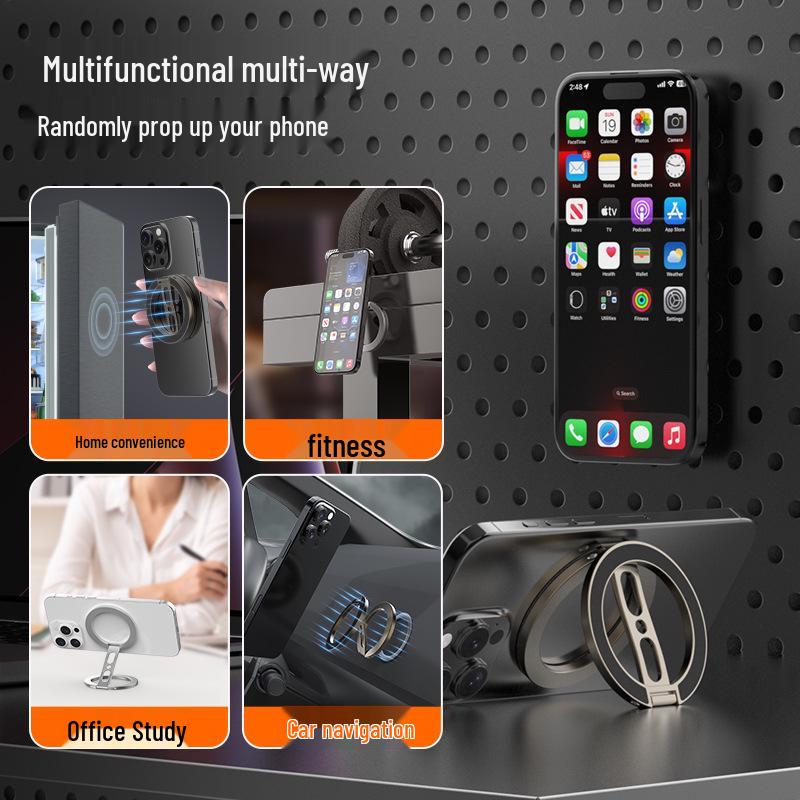 Dual-Sided Magnetic Phone Stand and Car Ring Holder with MagSafe Compatibility