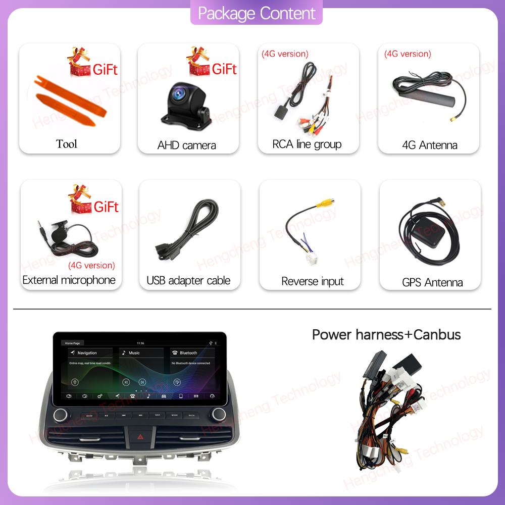 12.3 Inch For Nissan Teana J32 2008-2013  Car Multimedia Video Player GPS Navigation Android12 8+128G 8 Core CarPlay Radio 4G