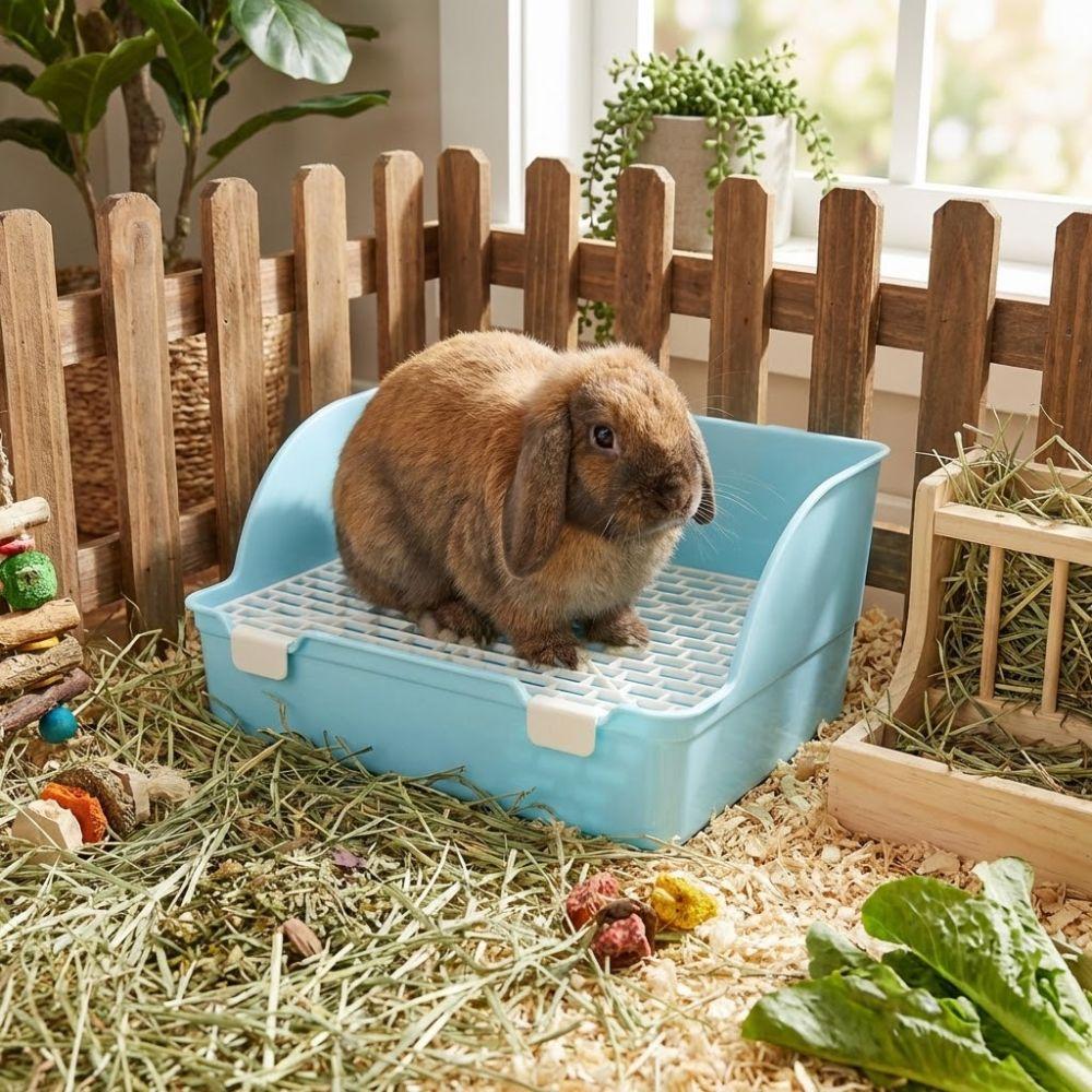 Stänksäker Kaninlåda Rektangulär Husdjurstoalettlåda Kaninträningslåda Djurtoalett