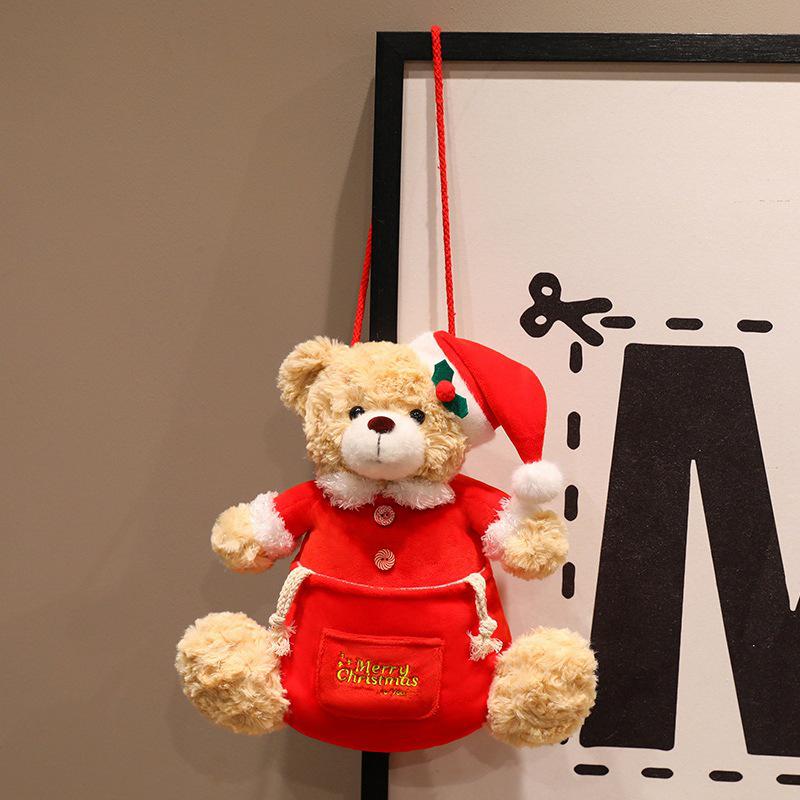 Cross-border Christmas Teddy Bear Plush Storage Bag & Soothing Ornament
