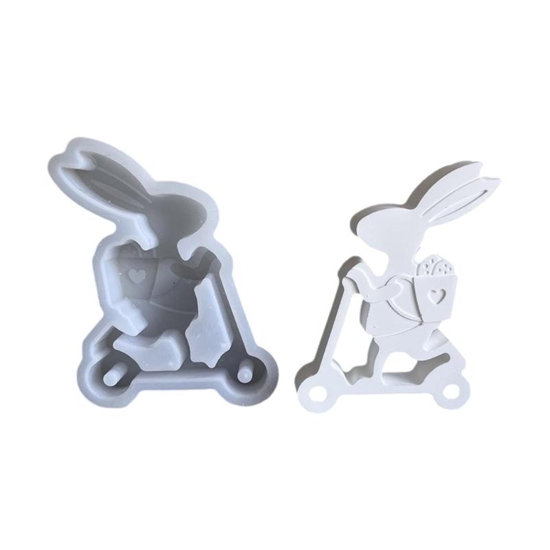 Easter Themed Ornament Mould Flexible Silicone Mold for Rabbit Figurine Decoration Gypsum Mold Jewelry Making Supplies