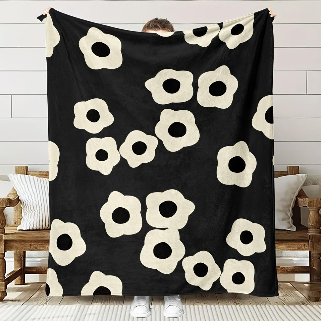 

1pc Geometric abstract pattern blanket polyester fabric machine washable suitable for bedroom and living room décor 75x100cm